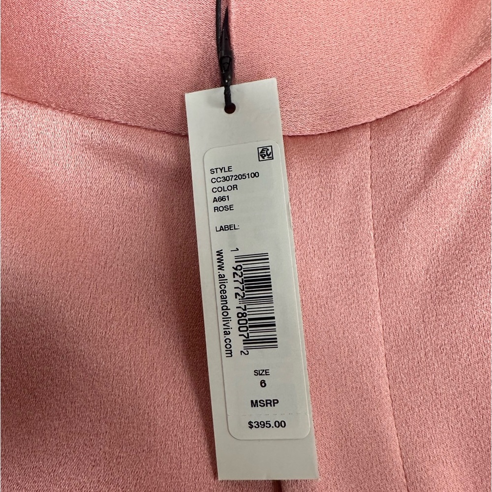 Alice + Olivia Deanna Satin Bootcut Trousers in Rose - Picture 5 of 9